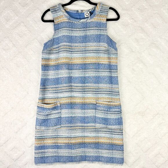 Anthropologie Akemi + Kin Tweed Fringe Dress Size 2 Shift Sleeveless Pockets - Picture 4 of 9